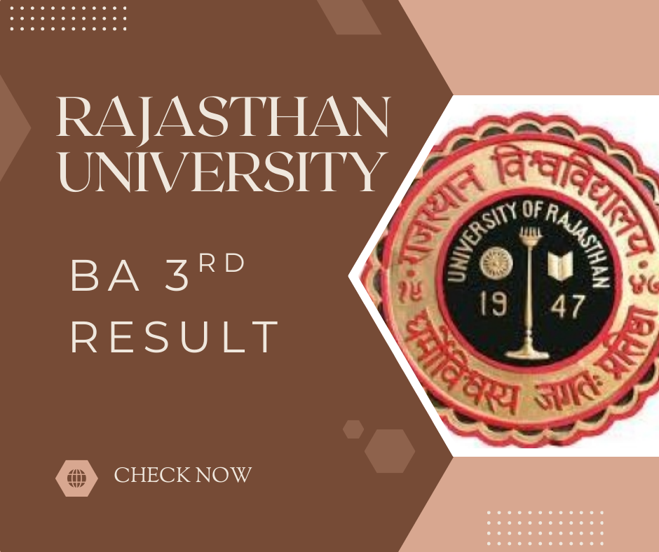 Rajasthan University BA 3rd Year Result announcement with university emblem
